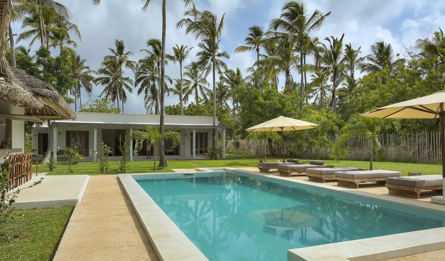 The pool and tropical garden at Watamu Dunes